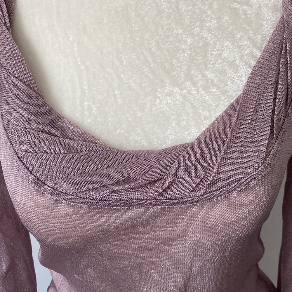 Violet Long Sleeve Sheer Top with Tiny Pockets - Picture 4 of 9